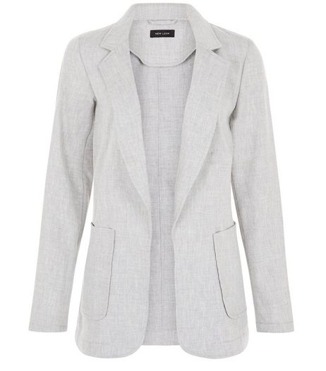 Light Grey Linen Mix Patch Pocket Blazer | New Look