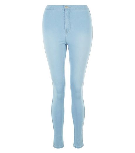 Teens Blue Bleached Waist Super Skinny Jeans | New Look