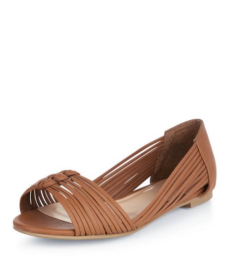 Tan Plaited Strap Peep Toe Sandals | New Look