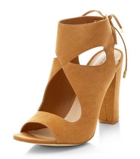 Tan Cut Out Tie Back Block Heels | New Look