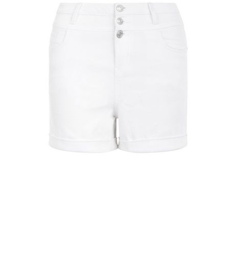 Teens White High Waisted Denim Shorts | New Look