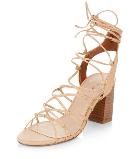 Stone Knotted Ghillie Block Heel Sandals | New Look