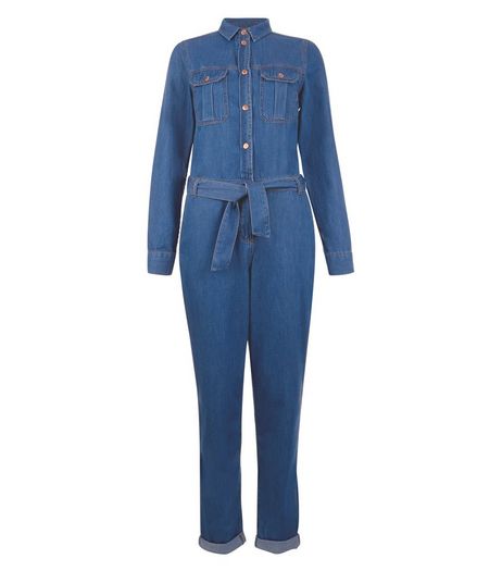 Blue Denim Belted Utility Jumpsuit | New Look