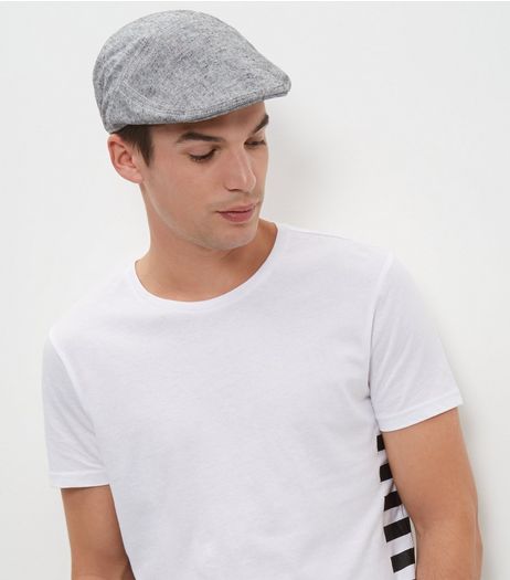 Grey Linen Mix Flat Cap | New Look