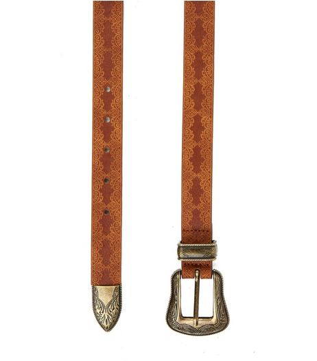 Tan Embossed Western Jeans Belt | New Look