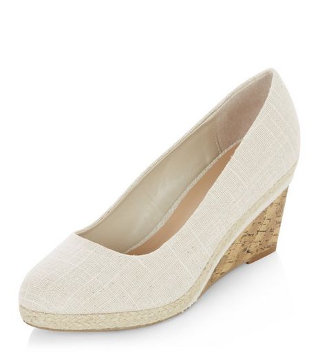 Wide Fit Cream Canvas Contrast Wedges | New Look