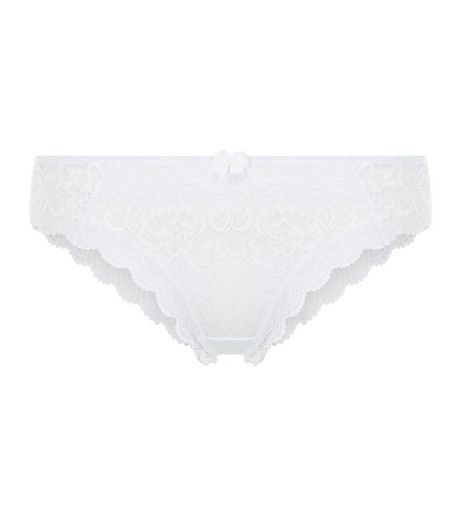 White Lace Scallop Hem Brazilian Briefs | New Look