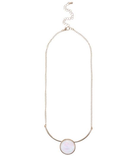 White Iridescent Disc Necklace | New Look