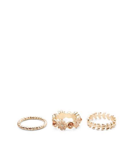 Gold Flower Ring Stack | New Look