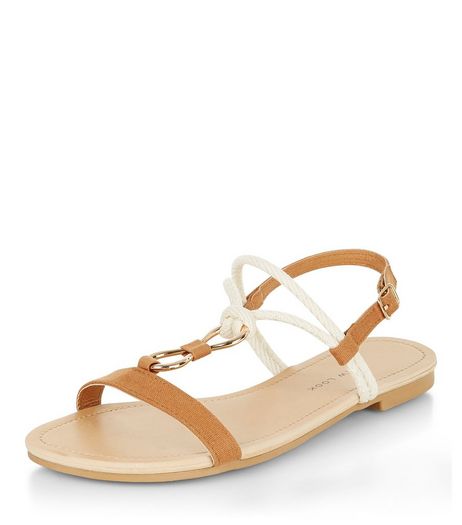Teens Tan Rope Strap Sandals | New Look