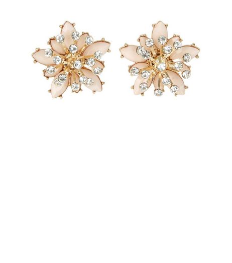 Pink Embellished Flower Earrings | New Look