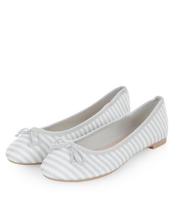 grey-canvas-stripe-ballet-pumps-