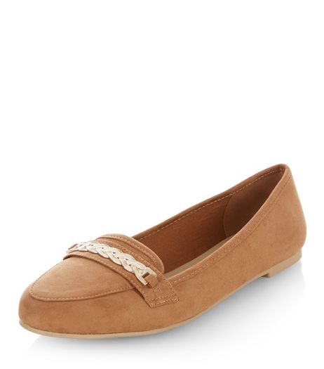 Tan Chain Trim Loafers | New Look