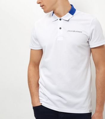 Comprar Jack and Jones White Colour Block Polo Shirt al mejor precio