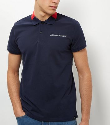 Comprar Jack and Jones Navy Colour Block Polo Shirt al mejor precio