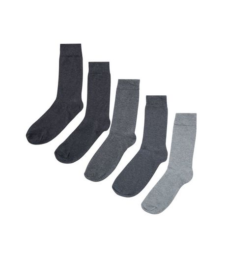 5 Pack Grey Socks | New Look