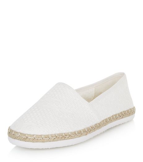Cream Embroidered Slip On Espadrilles | New Look