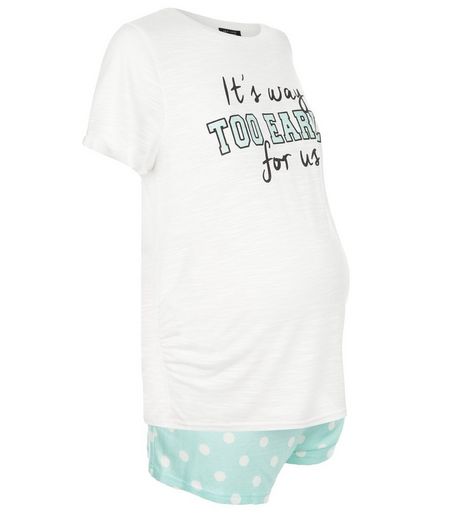 Maternity Turquoise It's Way Too Early Print Pyjama Set | New Look