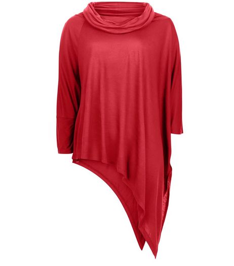 Anita and Green Red Cowl Neck Asymmetric Top | New Look