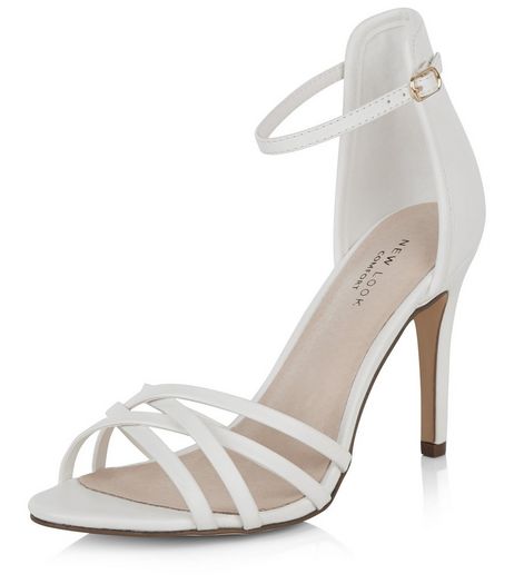 White Comfort Cross Strap Heeled Sandals | New Look