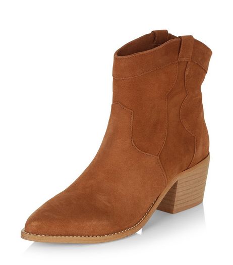 Tan Premium Suede Western Boots | New Look
