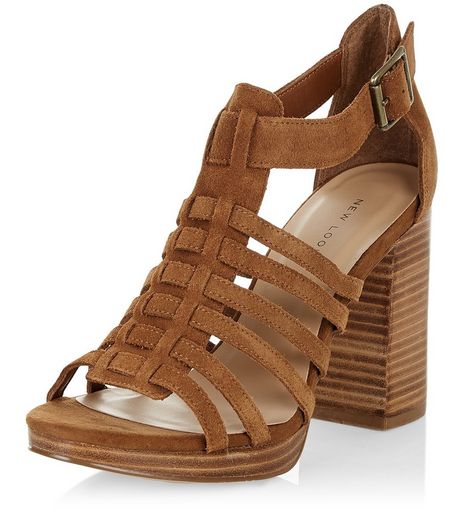 Tan Suede Multi Strap Block Heel Sandals | New Look