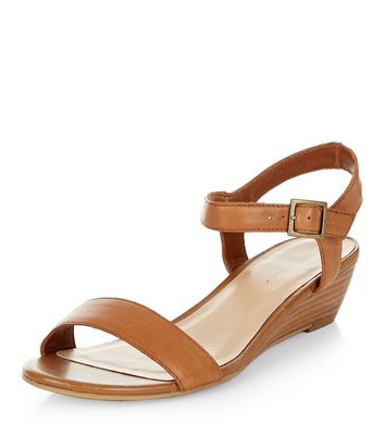new look tan wedges