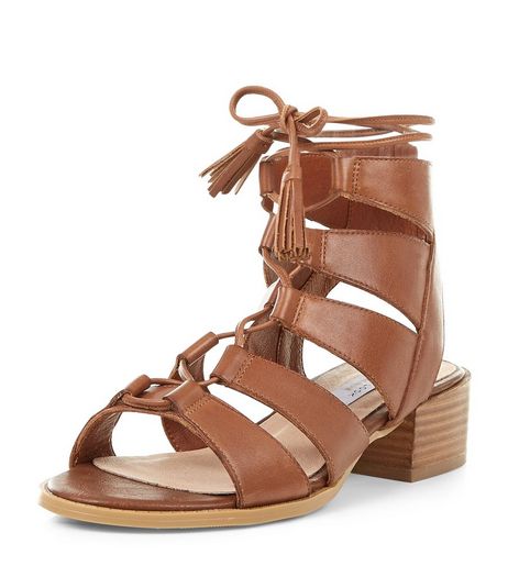 Tan Premium Leather Ghillie Sandals | New Look