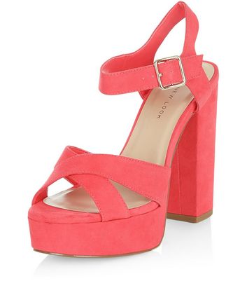 wide fit bright pink heels