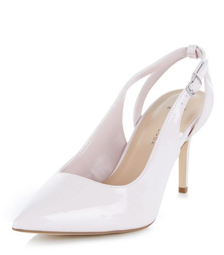 Wide Fit Pink Patent Sling Back Pointed Heels | New Look