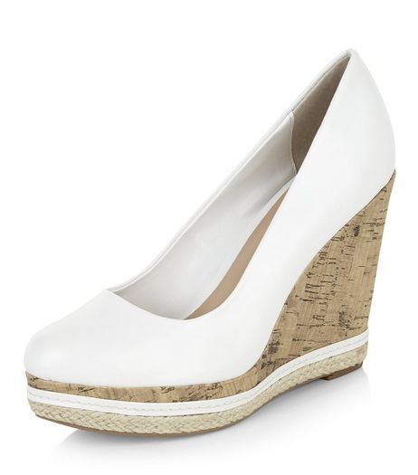White Contrast Cork Espadrille Wedges | New Look