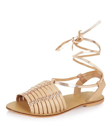 Stone Leather Lace Up Sandals | New Look