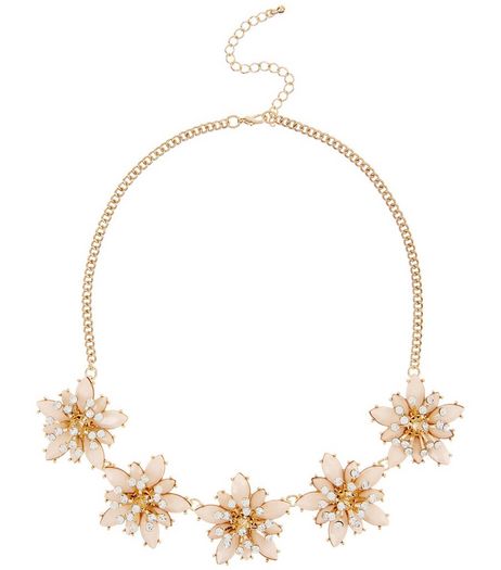 Pink Embellished Flower Necklace | New Look