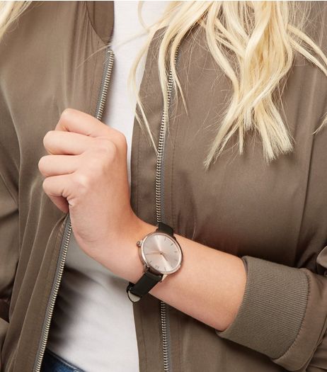 Dark Green Leather-Look Strap Watch | New Look