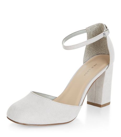 Grey Suedette Ankle Strap Block Heels | New Look