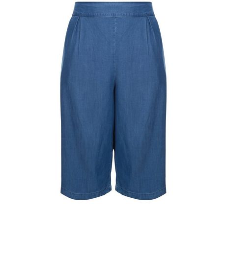 Curves Blue Denim Culottes | New Look