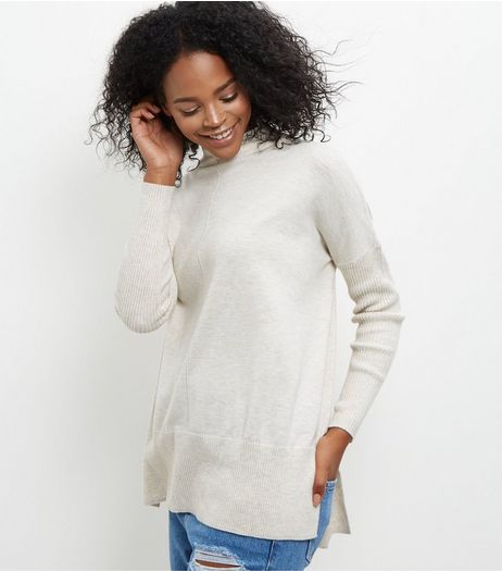 Cream Funnel Neck Step Hem Boxy Jumper | New Look