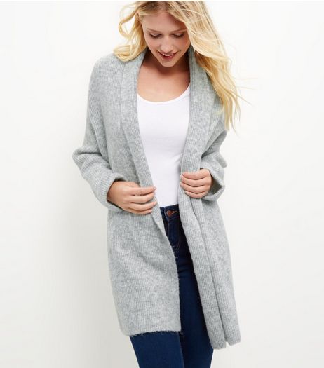 Pale Grey Shawl Collar Cardigan | New Look