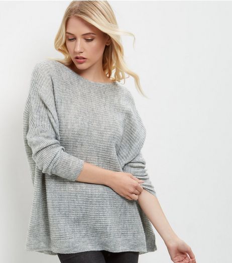 Grey Ribbed Boxy Jumper | New Look
