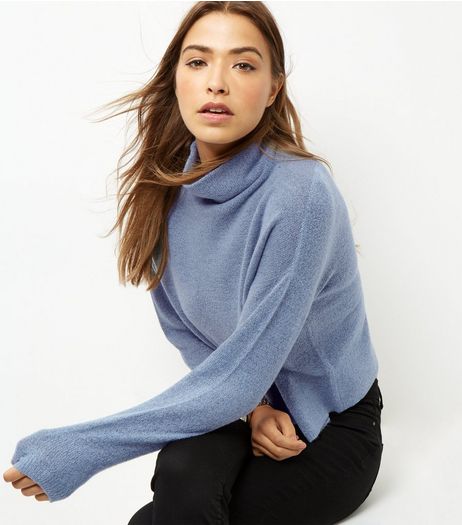 Blue Funnel Neck Cropped Jumper | New Look