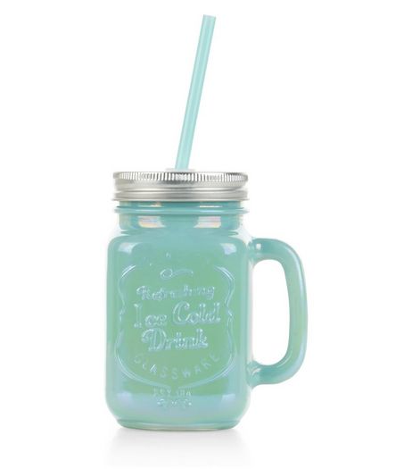 Blue Iridescent Glass Jar | New Look