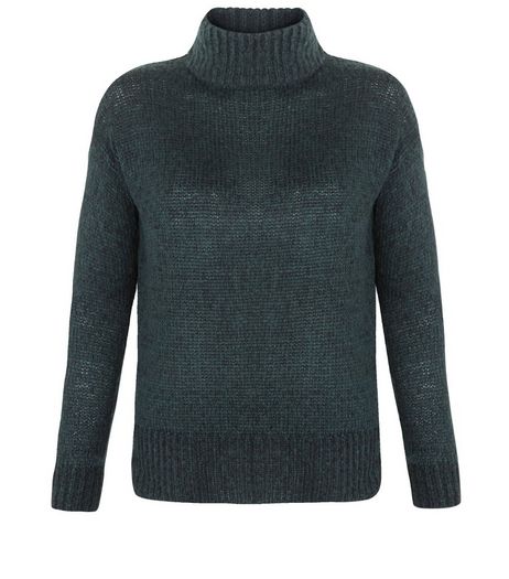 Petite Dark Green Funnel Neck Jumper | New Look