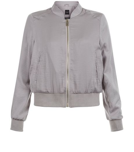 Petite Stone Sateen Bomber Jacket | New Look
