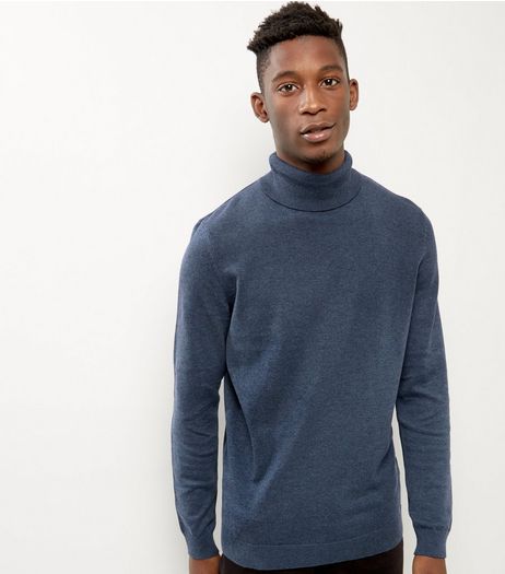 Blue Cotton Roll Neck Jumper | New Look