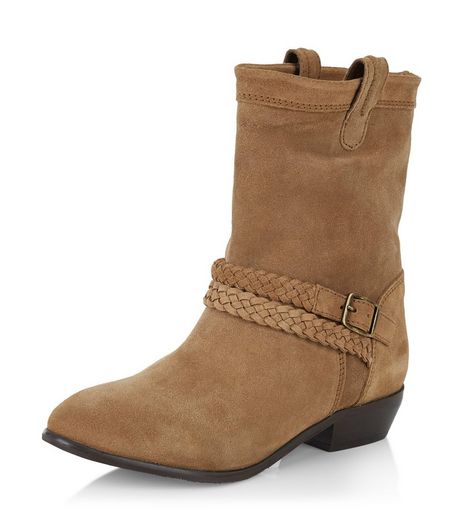 Tan Leather Block Heel Buckle Boots | New Look