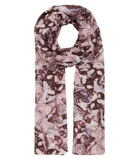 Pink Butterfly Print Longline Scarf | New Look