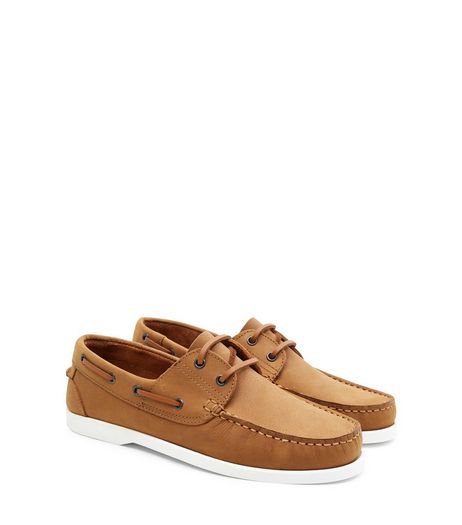 Tan Leather Nubuck Boat Shoes | New Look