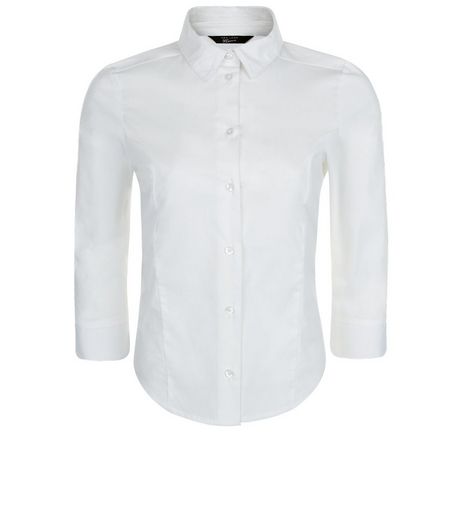 Teens White 3/4 Sleeve Shirt | New Look