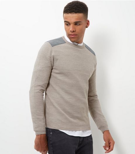Cream Textured Patch Jumper | New Look