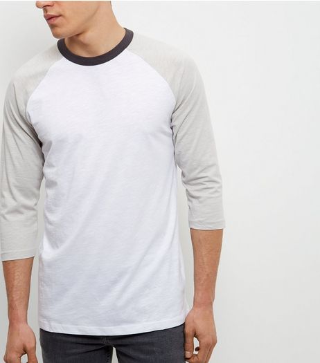 Grey Raglan 3/4 Sleeve Top | New Look